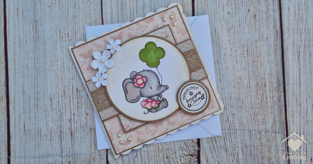 How To Make a DIY Handmade Card with Polkadoodles Agnes Elephant