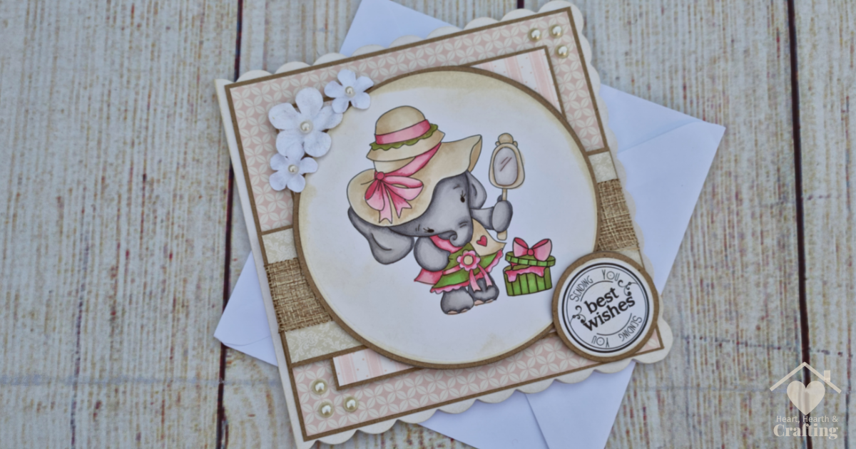 Polkadoodles Agnes Elephant Handmade Card [Step by Step Card Making Tutorial]