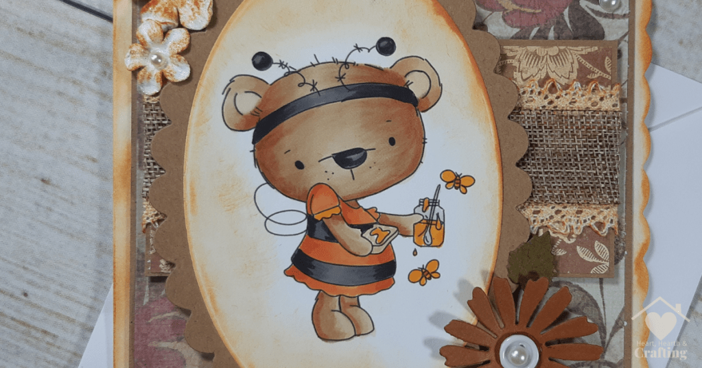 Polkadoodles Bella Bear Bee Costume Handmade Card [Step by Step Card Making Tutorial]