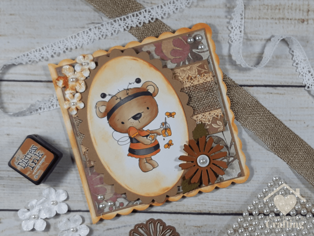 Polkadoodles Bella Bear Bee Costume Handmade Card [Step by Step Card Making Tutorial]