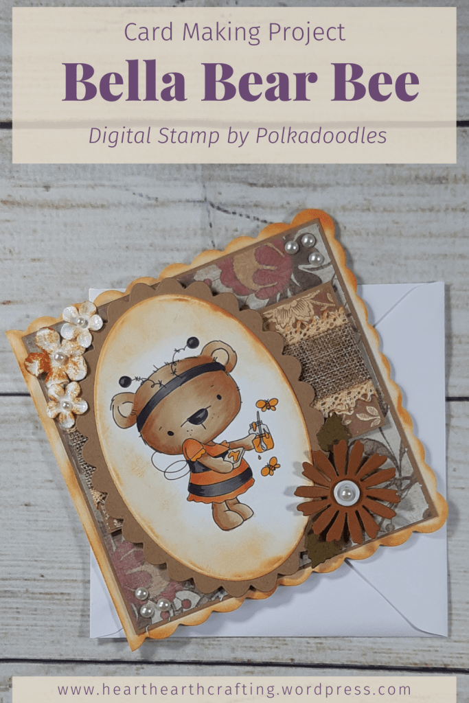 Polkadoodles Bella Bear Bee Costume Handmade Card [Step by Step Card Making Tutorial]