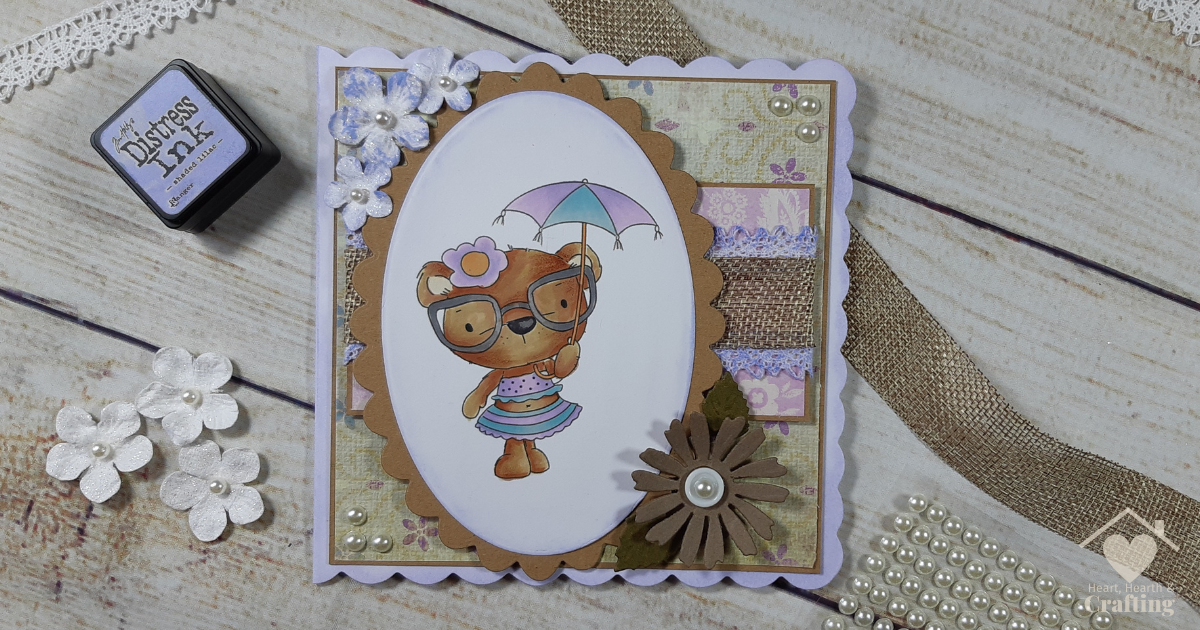 Polkadoodles Bella Bear in the Sun Handmade Card [Step by Step Card Making Tutorial]