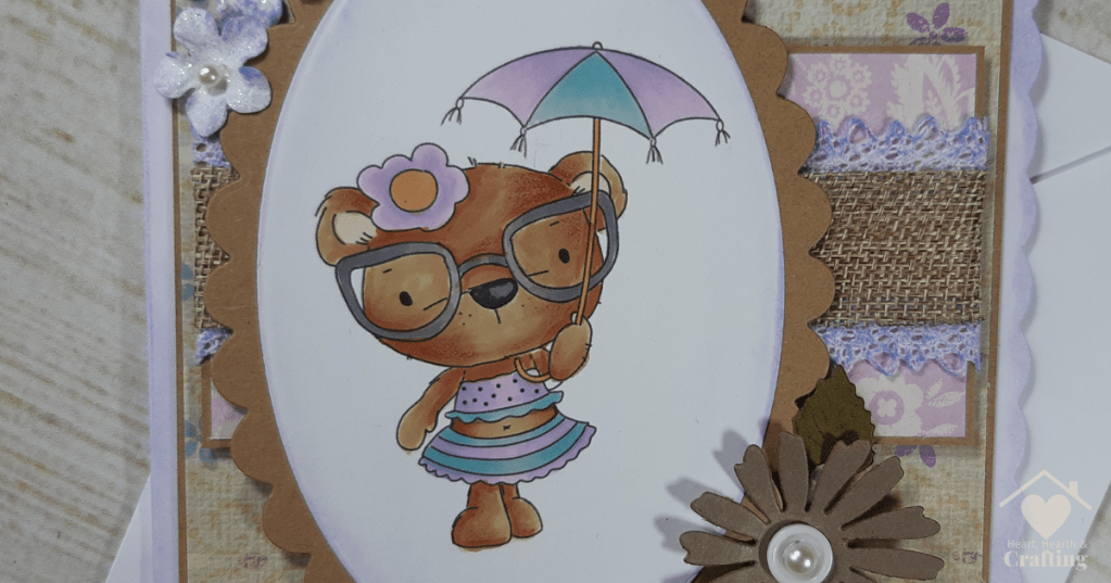 Polkadoodles Bella Bear in the Sun Handmade Card [Step by Step Card Making Tutorial]