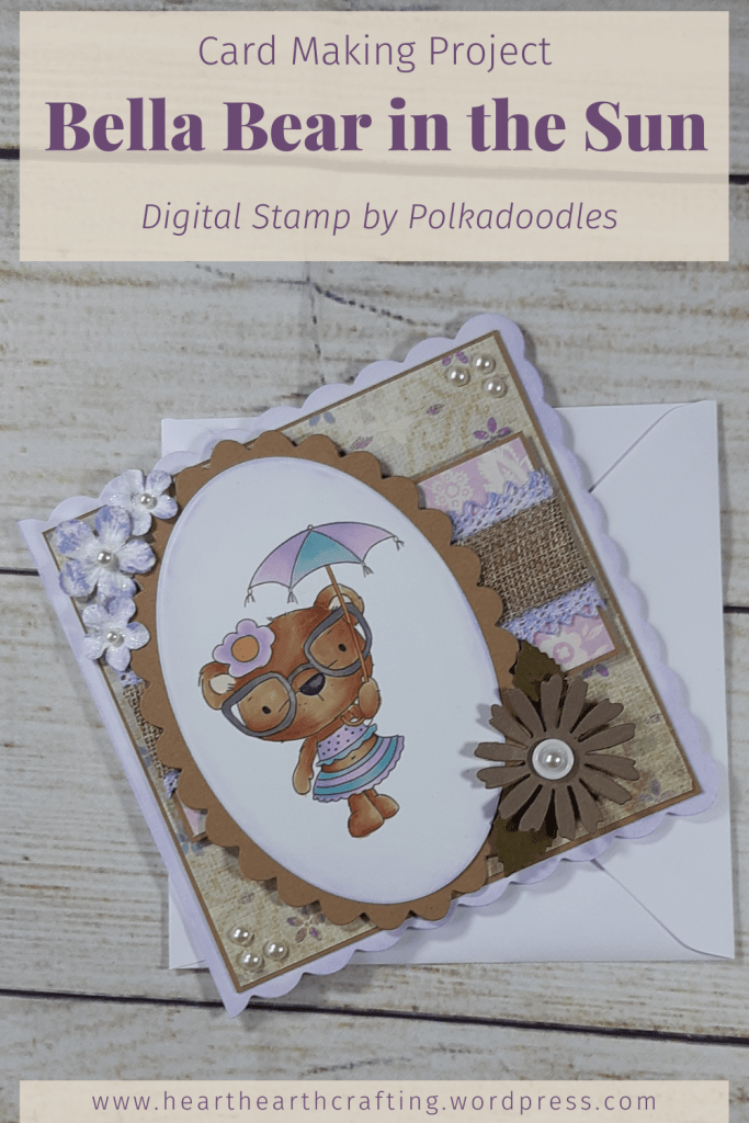Polkadoodles Bella Bear in the Sun Handmade Card [Step by Step Card Making Tutorial]