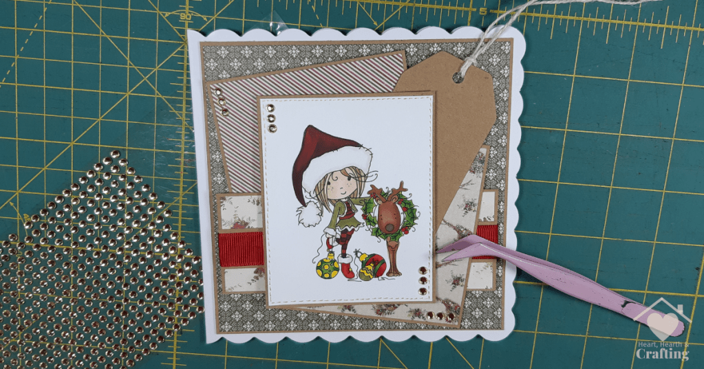Polkadoodles Winnie North Pole Rudolph Reindeer Wreath [Step by Step Card Making Tutorial]