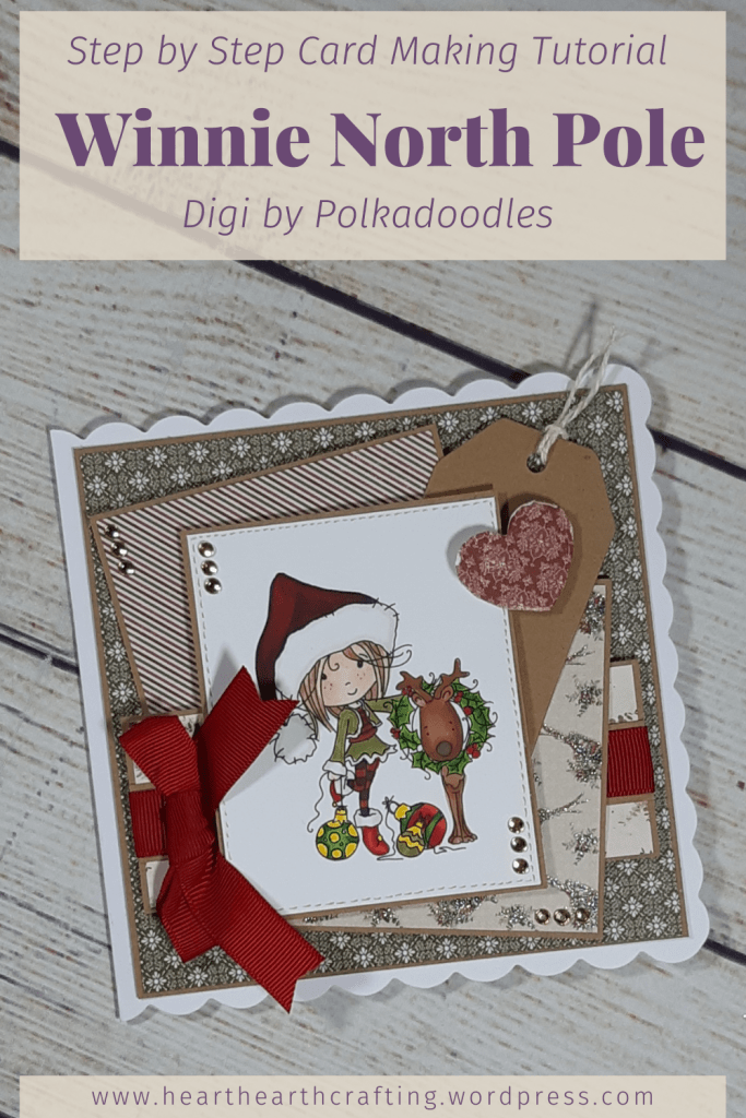 Polkadoodles Winnie North Pole Rudolph Reindeer Wreath [Step by Step Card Making Tutorial]