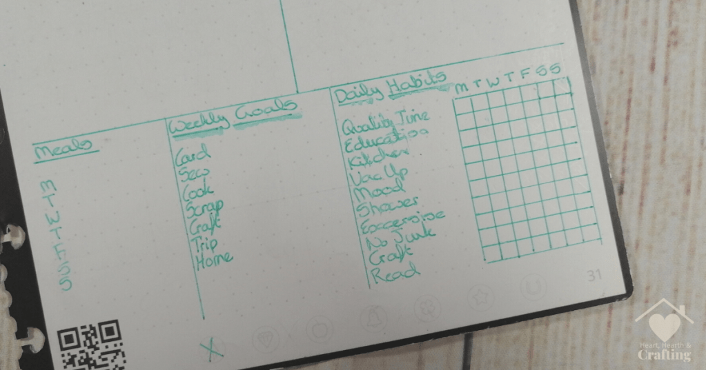 Rocketbook Bullet Journal Weekly Spread