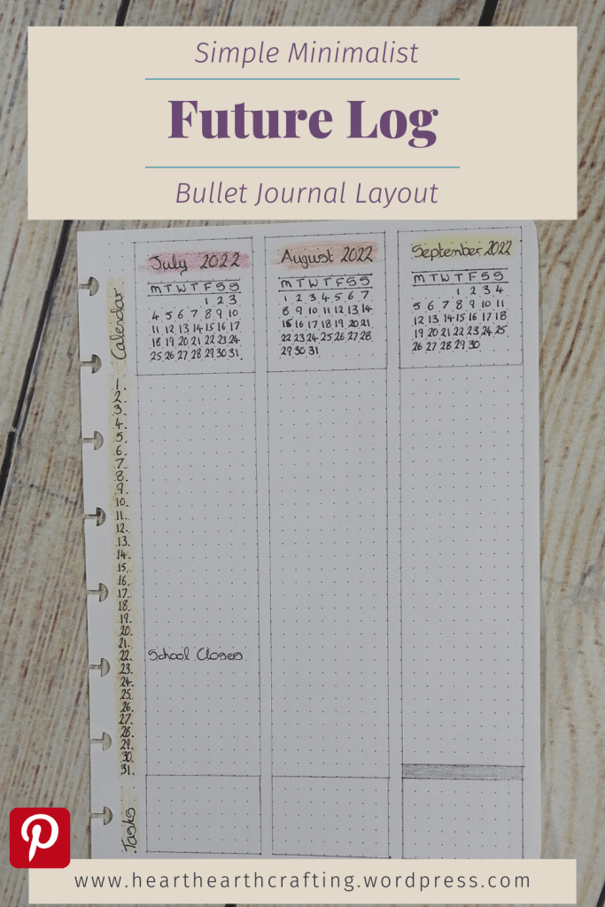 Minimalist Bullet Journal Future Log