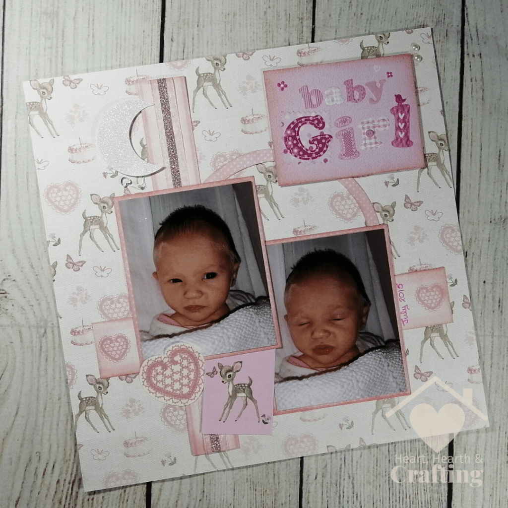Baby Girl Scrapbook Layout with First Edition