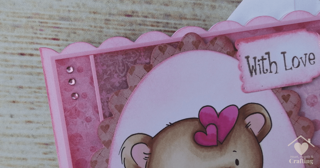 Polkadoodles Bella Bear with Heart Gift Handmade Greetings Card