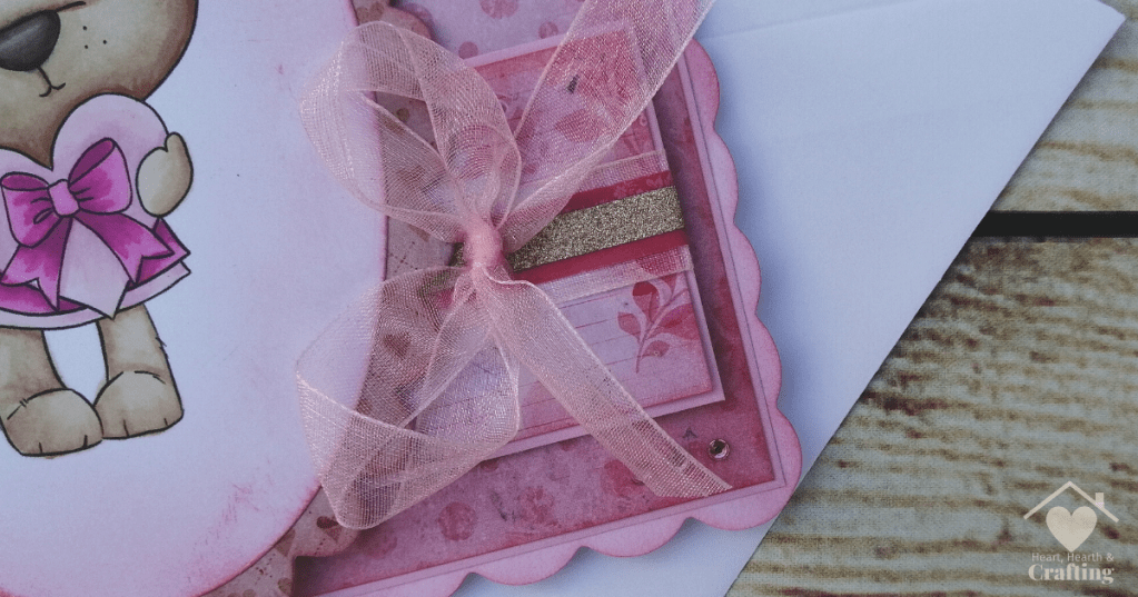 Polkadoodles Bella Bear with Heart Gift Handmade Greetings Card
