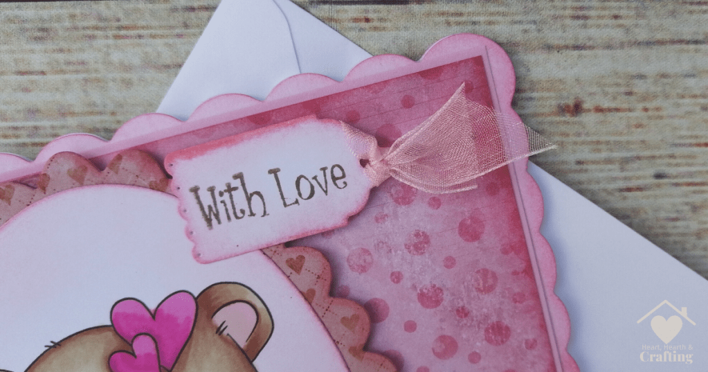 Polkadoodles Bella Bear with Heart Gift Handmade Greetings Card