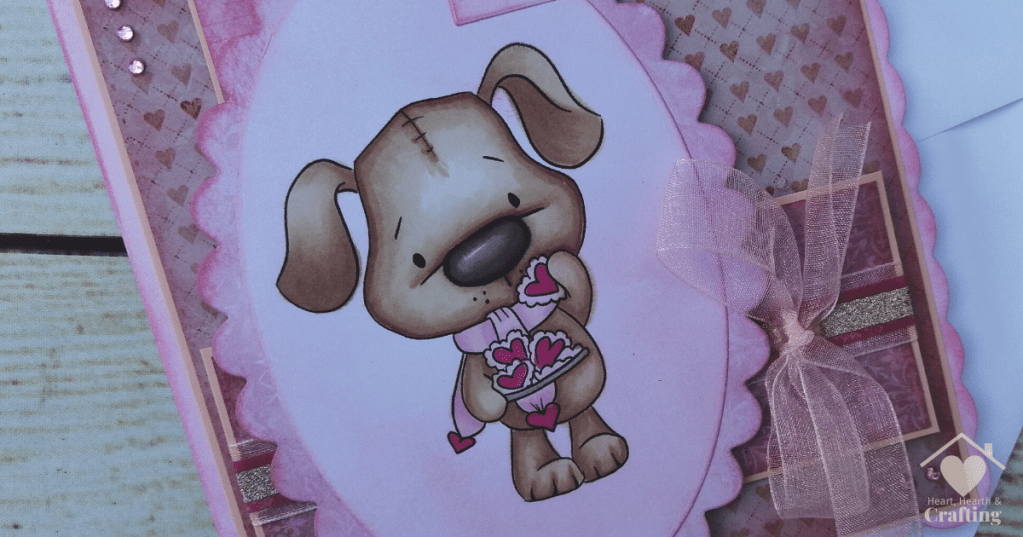 Polkadoodles Scruff Dog with Heart Cookies Handmade Greetings Card