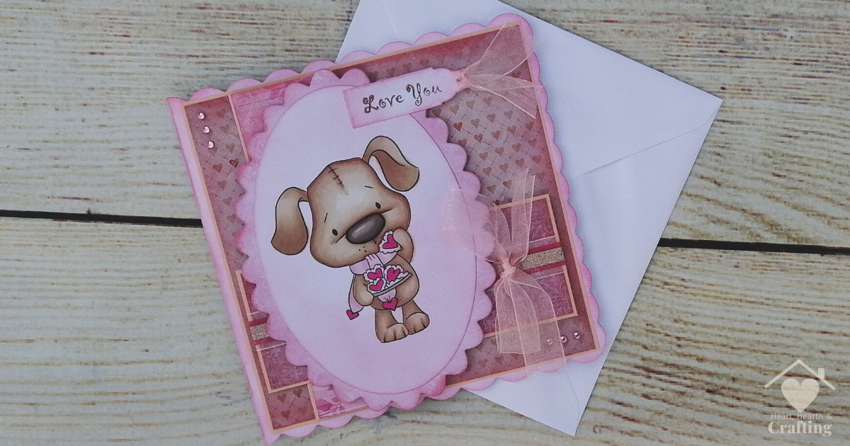 Polkadoodles Scruff Dog with Heart Cookies Handmade Greetings Card