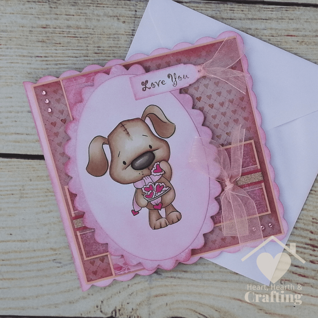 Polkadoodles Scruff Dog with Heart Cookies Handmade Greetings Card