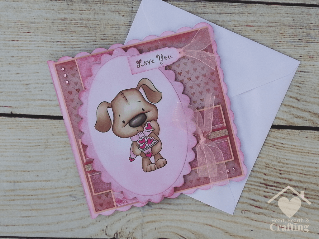 Polkadoodles Scruff Dog with Heart Cookies Handmade Greetings Card