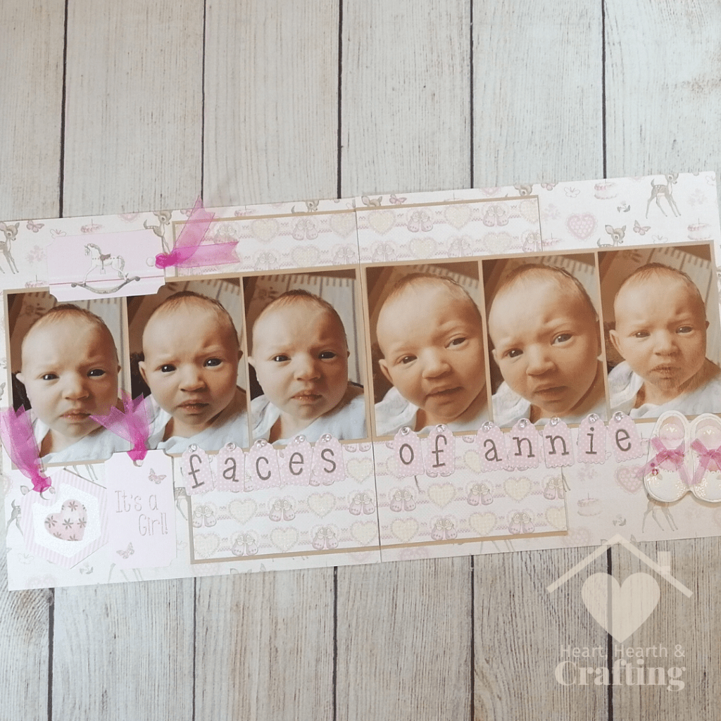 Faces of Annie Scrapbook Layout with First Edition