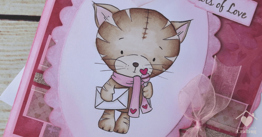 Polkadoodles Suki Cat with Mail & Lollipop  Handmade Greetings Card