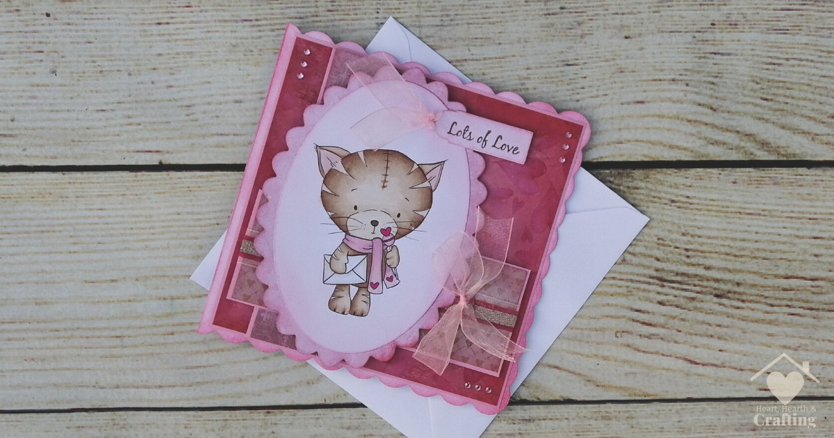 Polkadoodles Suki Cat with Mail & Lollipop  Handmade Greetings Card