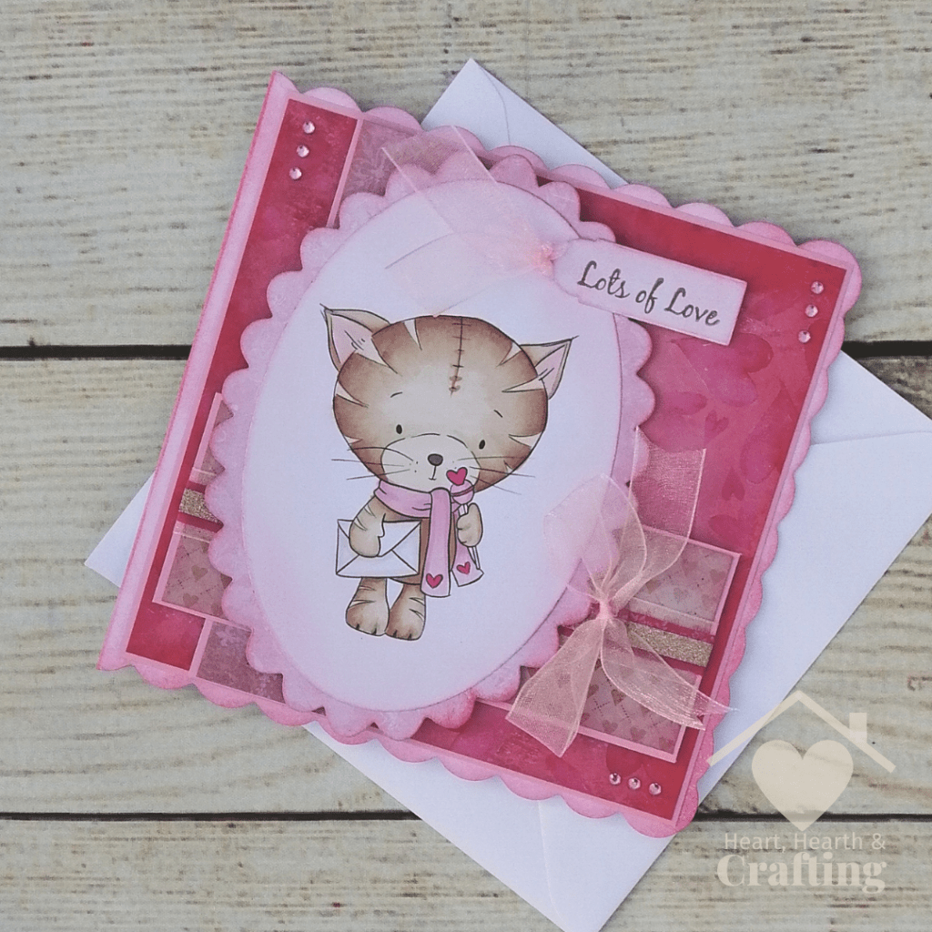 Polkadoodles Suki Cat with Mail & Lollipop  Handmade Greetings Card