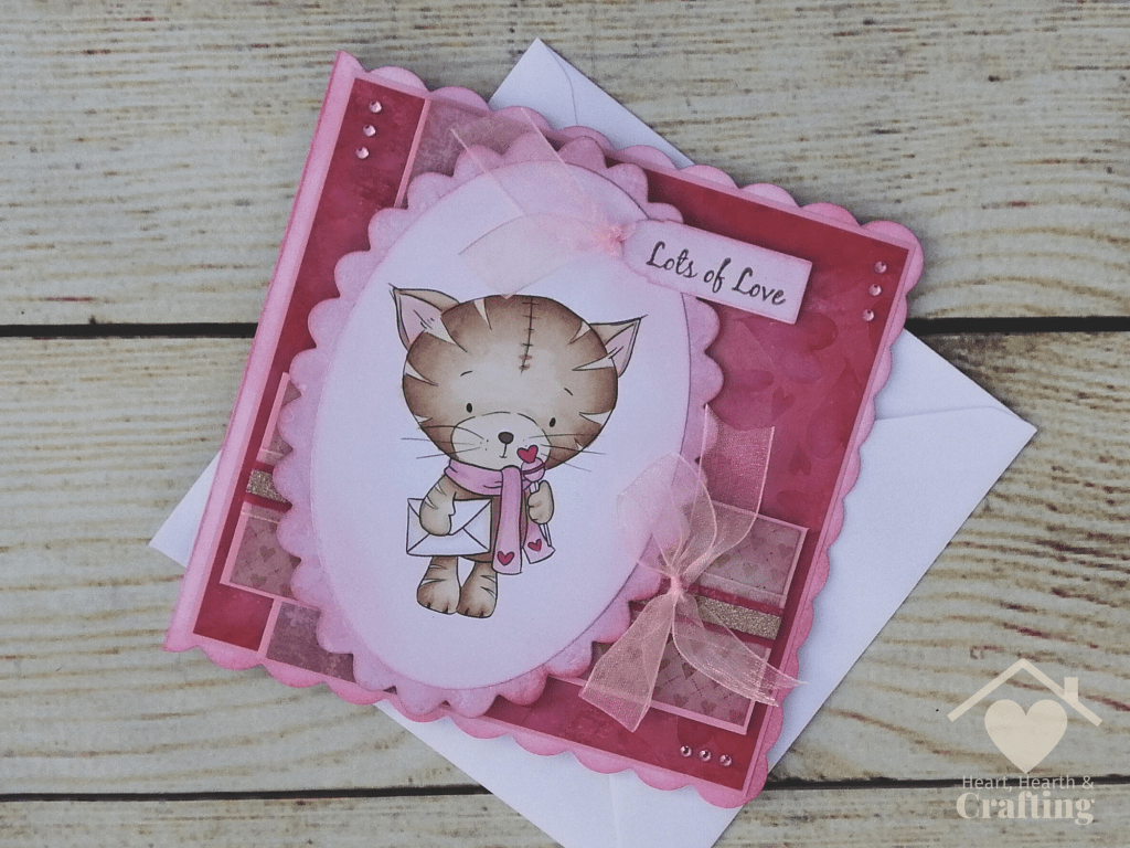 Polkadoodles Suki Cat with Mail & Lollipop  Handmade Greetings Card
