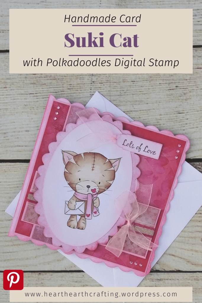 Polkadoodles Suki Cat with Mail & Lollipop  Handmade Greetings Card
