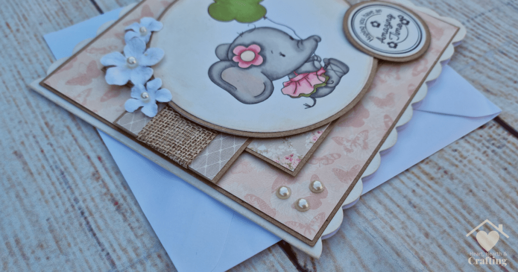 DIY Handmade Card with Polkadoodles Agnes Elephant - Layers