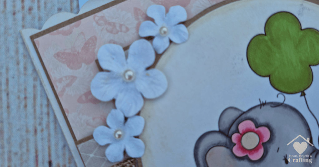 DIY Handmade Card with Polkadoodles Agnes Elephant - Embellishments