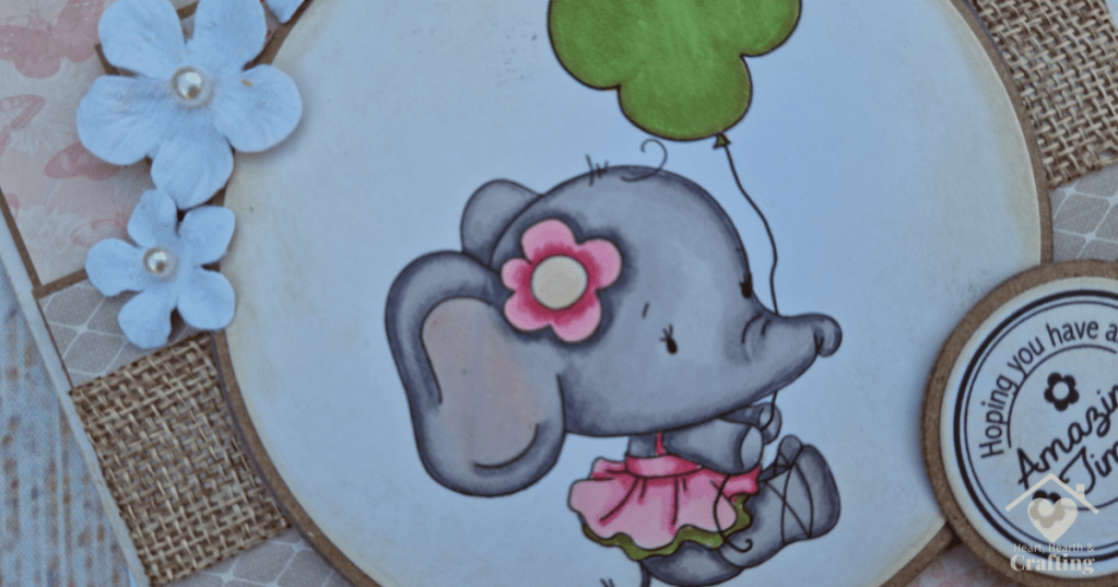 DIY Handmade Card with Polkadoodles Agnes Elephant - Digital Stamp
