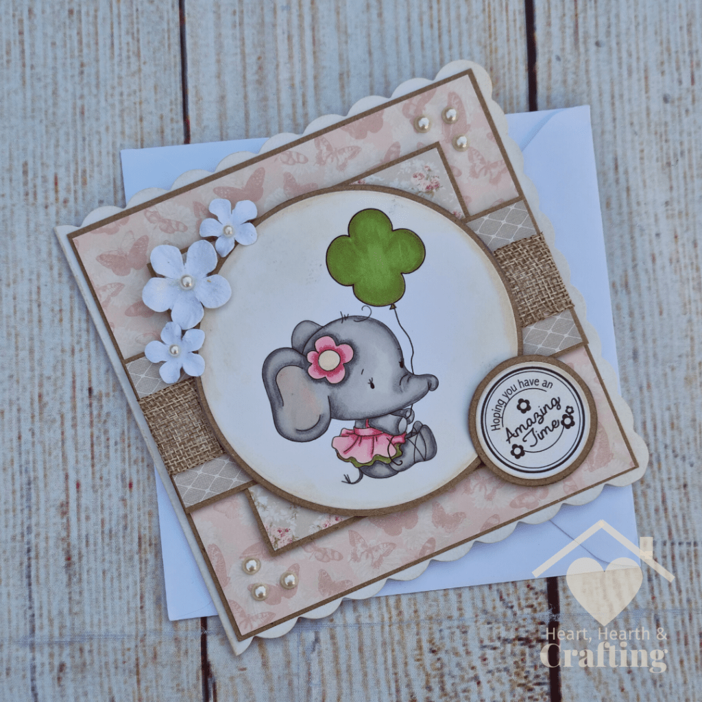 DIY Handmade Card with Polkadoodles Agnes Elephant