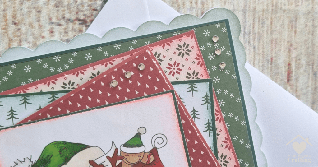 Winnie North Pole Hang On - Handmade Christmas Card