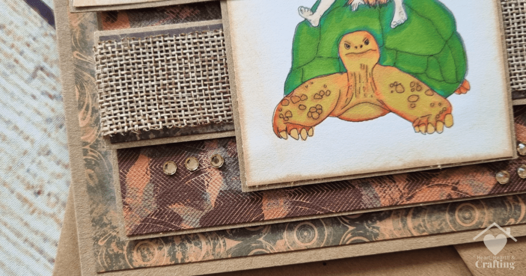 Sticks and Bones Turtle Ride - Handmade Greetings Card