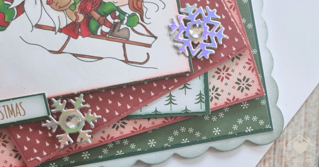 Winnie North Pole Hang On - Handmade Christmas Card