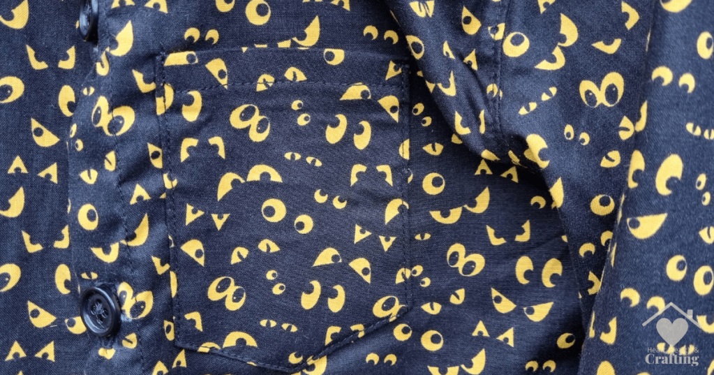 Sewing Peek-A-Boo Pattern's Classic Oxford Shirt in Haunted Hill Fabric for Halloween