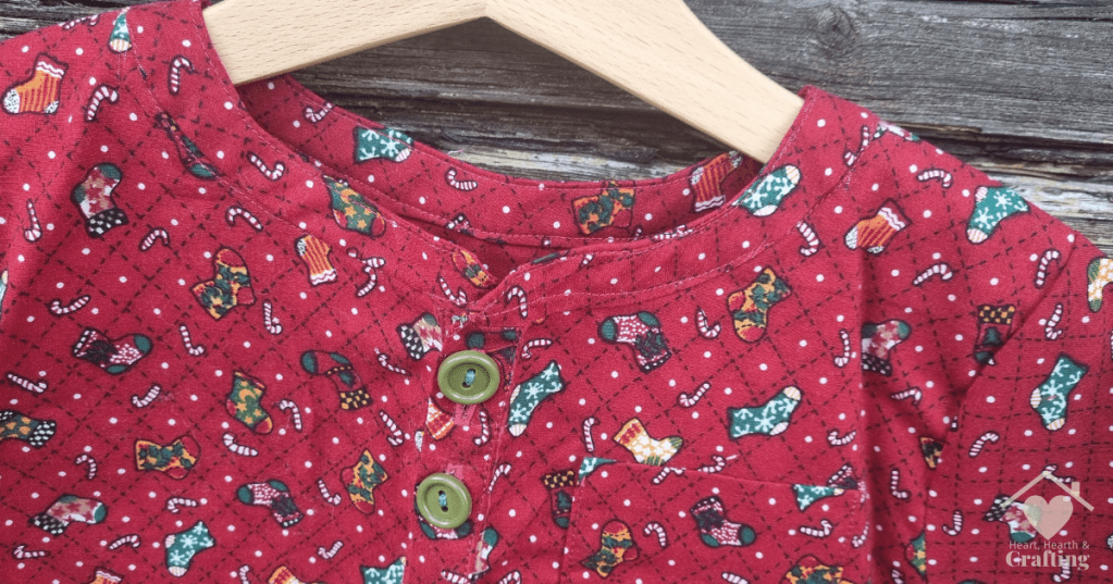 Sewing Peek-A-Boo Pattern's Cape Cod Shirt in Christmas Cotton