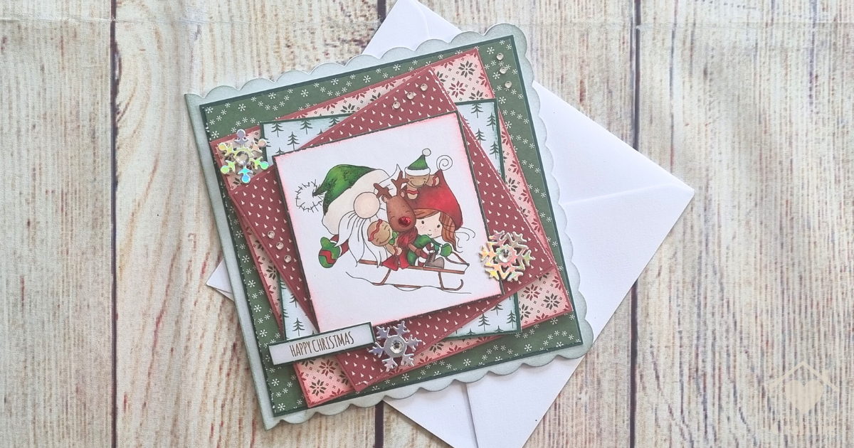 Winnie North Pole Hang On – Handmade Christmas Card