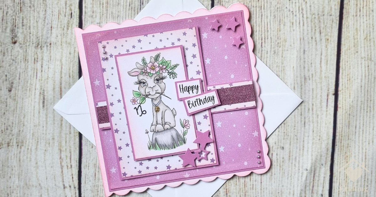 How to Make a Capricorn Zodiac Birthday Card with Digital Stamping