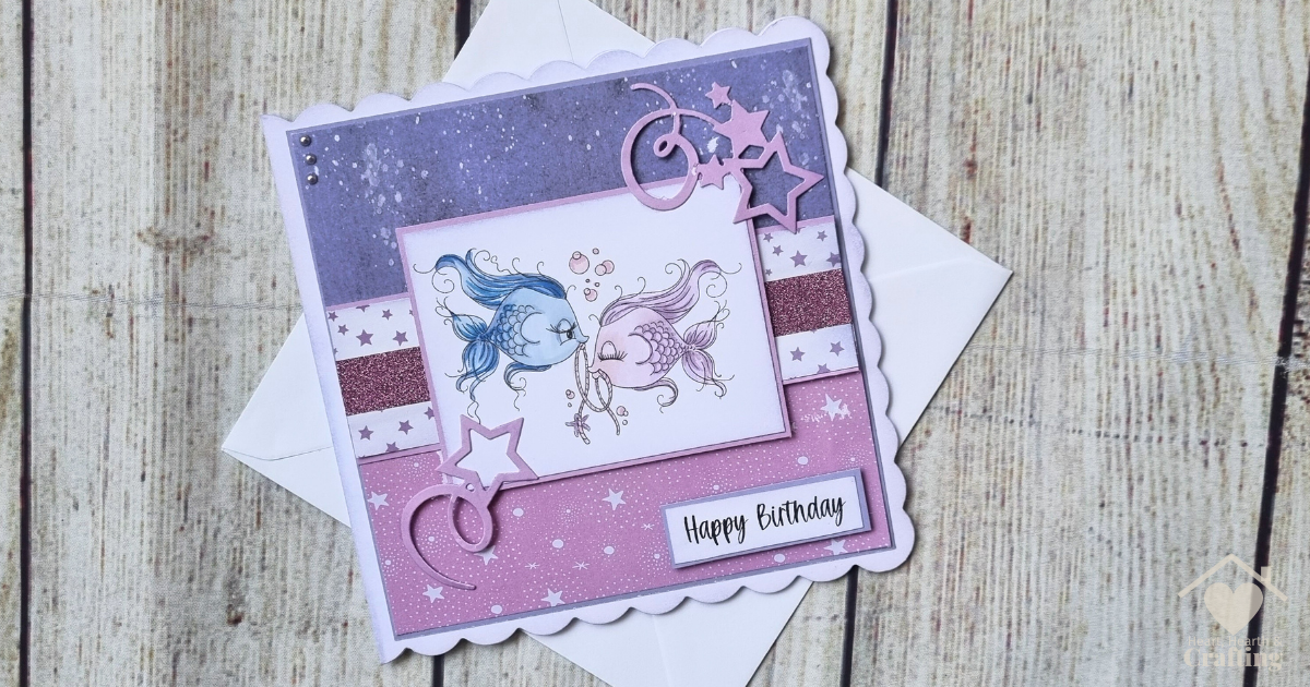 How to Make a Pisces Zodiac Birthday Card with Digital Stamping