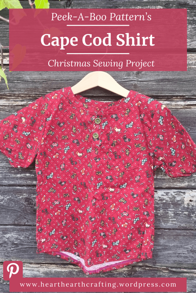 Sewing Peek-A-Boo Pattern's Cape Cod Shirt in Christmas Cotton