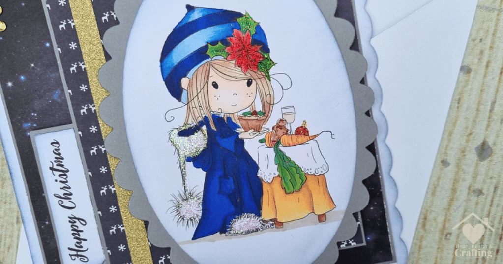 Leaving Mince Pies - A Handmade Christmas Card made with Digital Stamp and ProMarkers