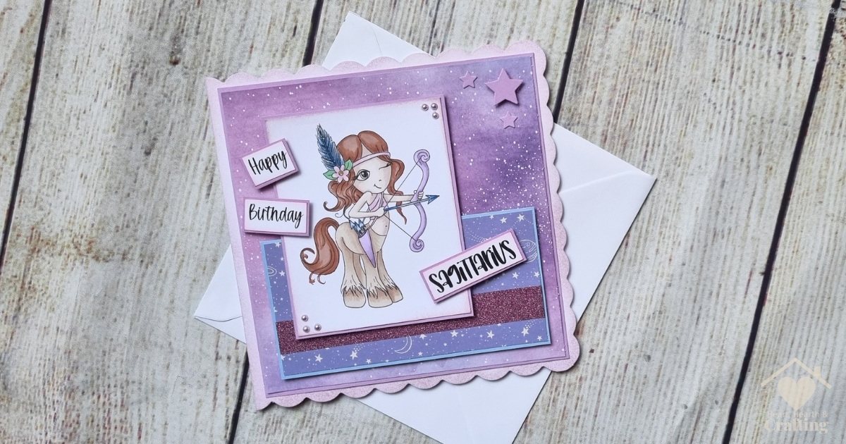 How to Make a Sagittarius Zodiac Birthday Card with Digital Stamping