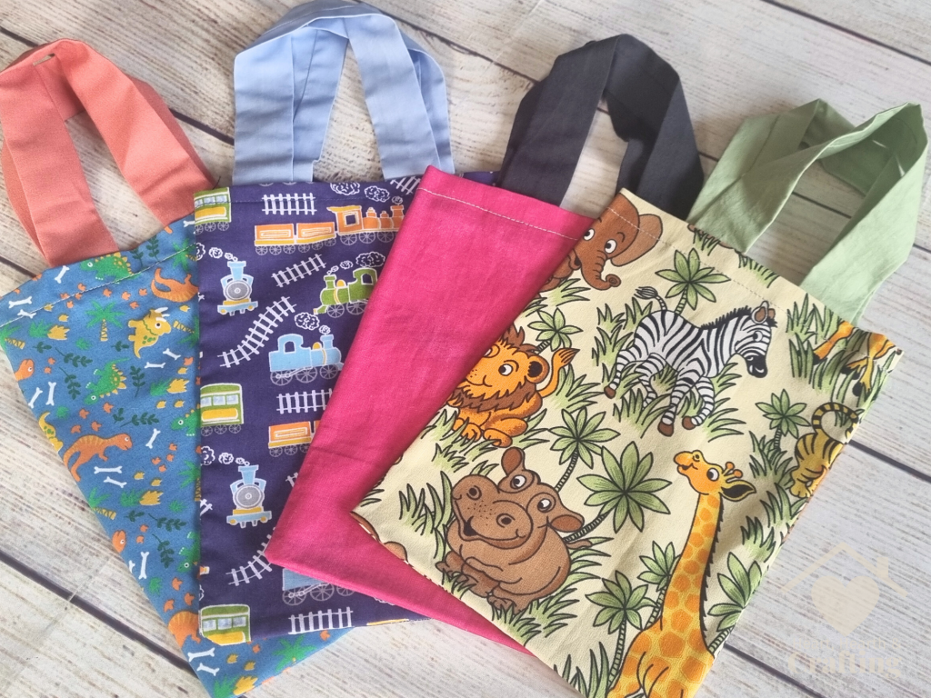 Handmade Reusable Dinosaur Fabric Gift Bag with Handles
