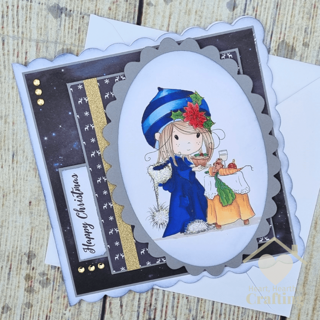 Leaving Mince Pies - A Handmade Christmas Card made with Digital Stamp and ProMarkers