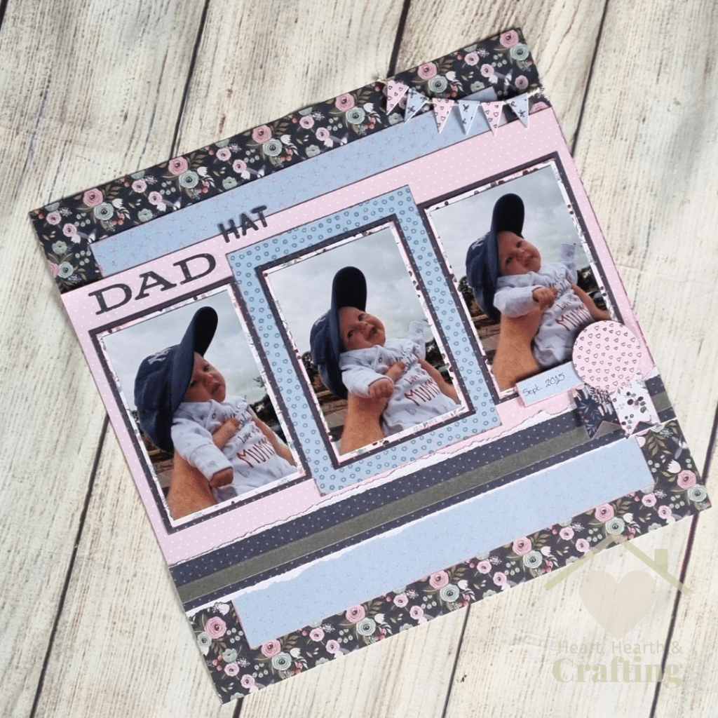 Dad Hat Baby Scrapbook Page with Craft Sensations Papers