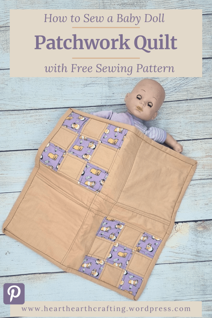 How to Sew a Baby Doll Patchwork Quilt [Free Sewing Pattern] Pinterest Pin