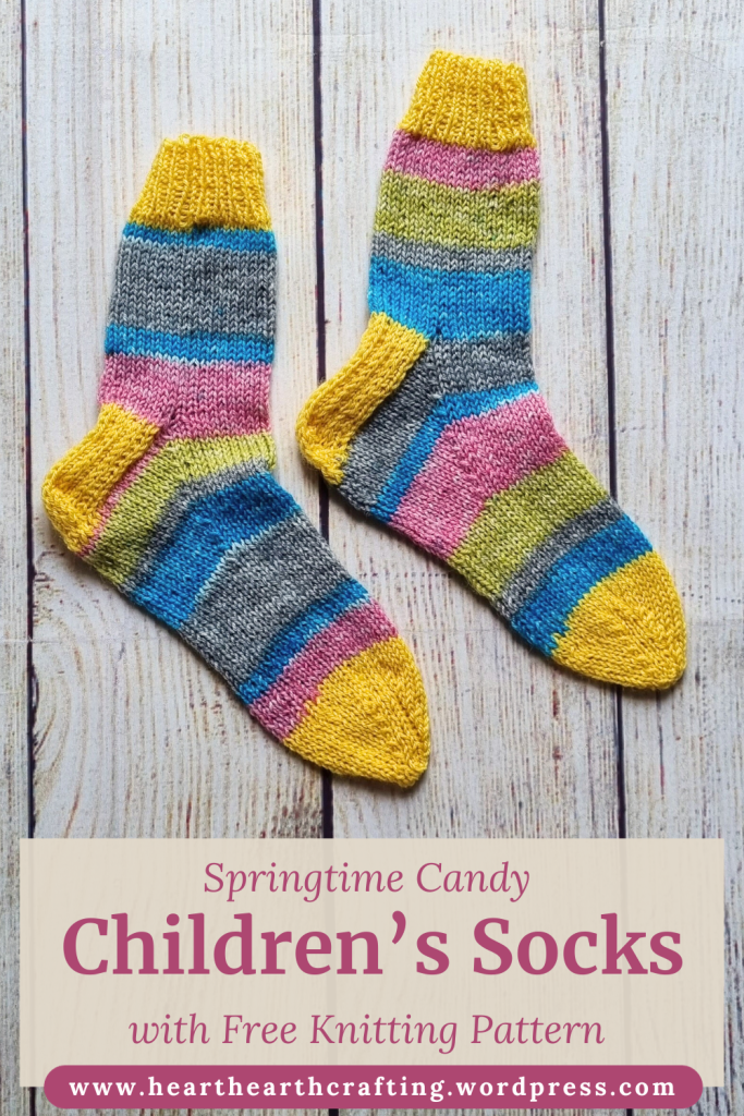 Springtime Candy Children's Socks  - Free Knitting Pattern Pinterest Pin