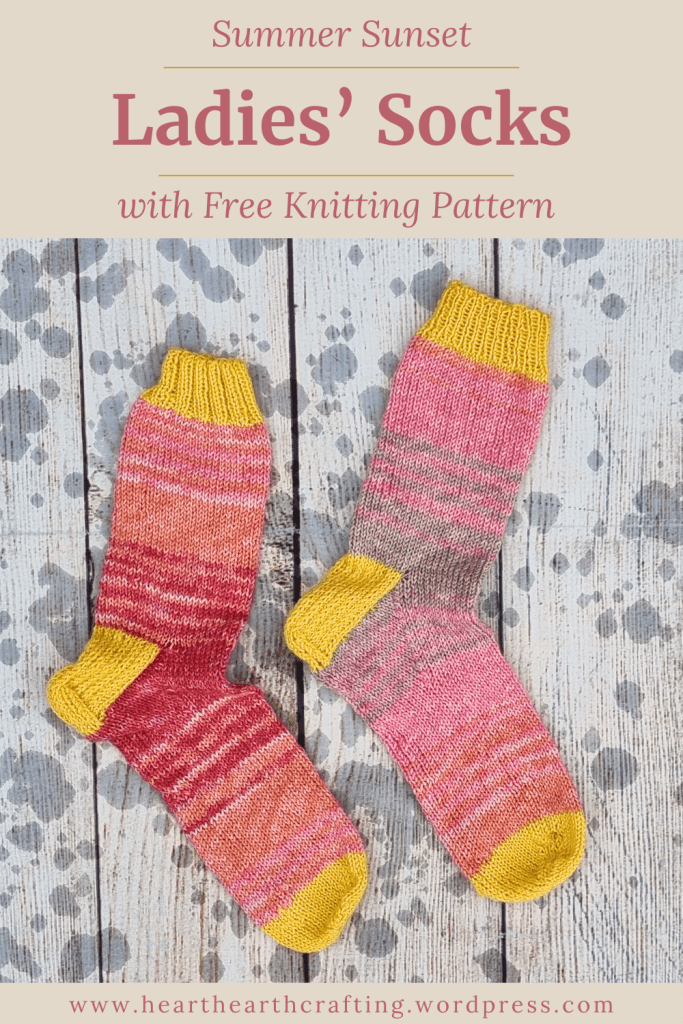 Summer Sunset Ladies' Socks  - Free Knitting Pattern Pinterest Pin