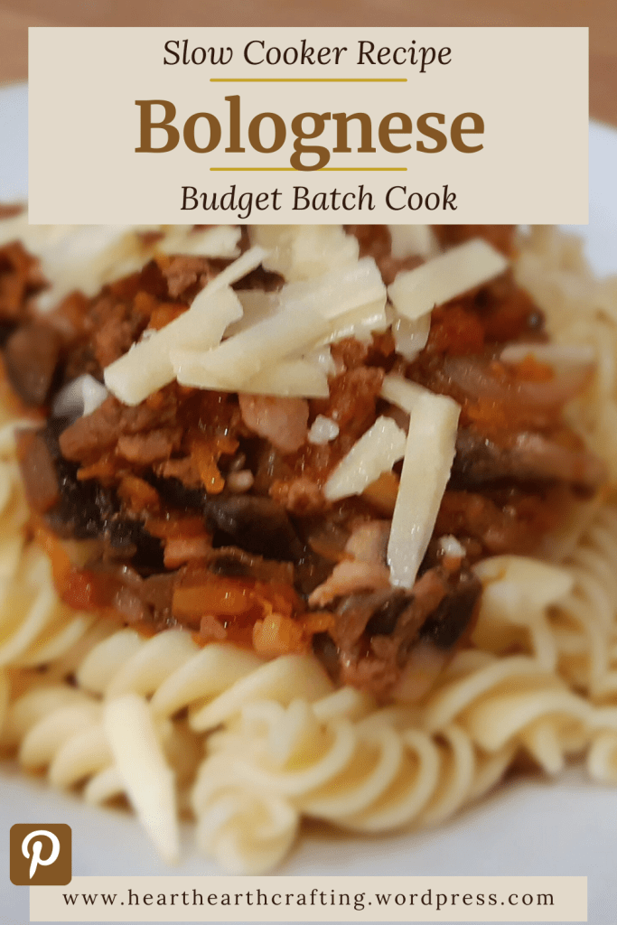 Slow Cooker Bolognese Recipe - Budget Batch Cook Pinterest Pin