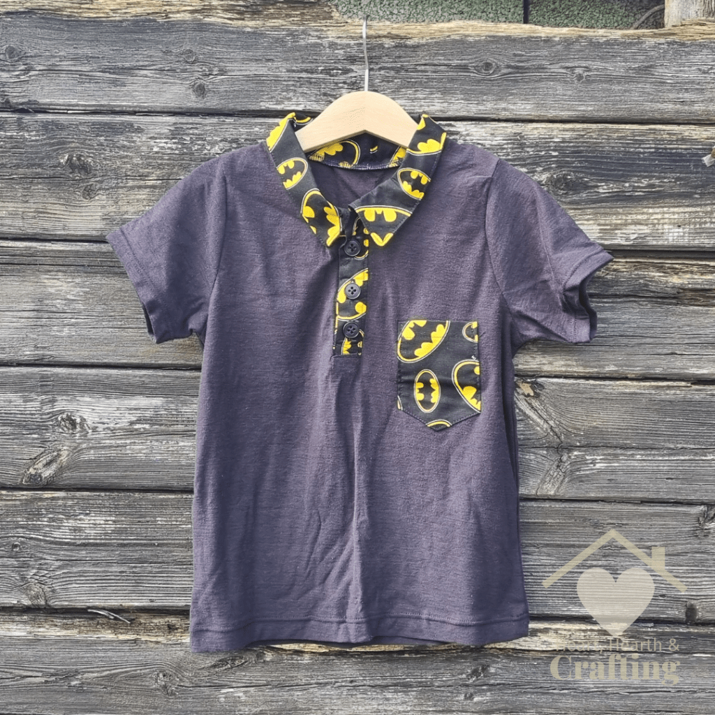 Sewing a Batman Shirt on a Budget with Peek-A-Boo Pattern’s Declan