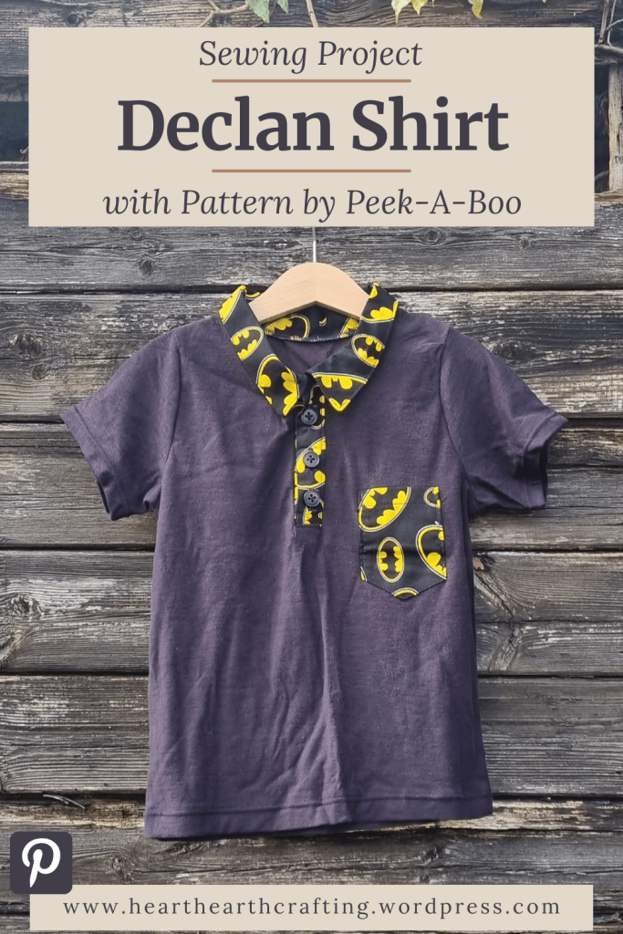 Sewing a Batman Shirt on a Budget with Peek-A-Boo Pattern’s Declan Pinterest Pin
